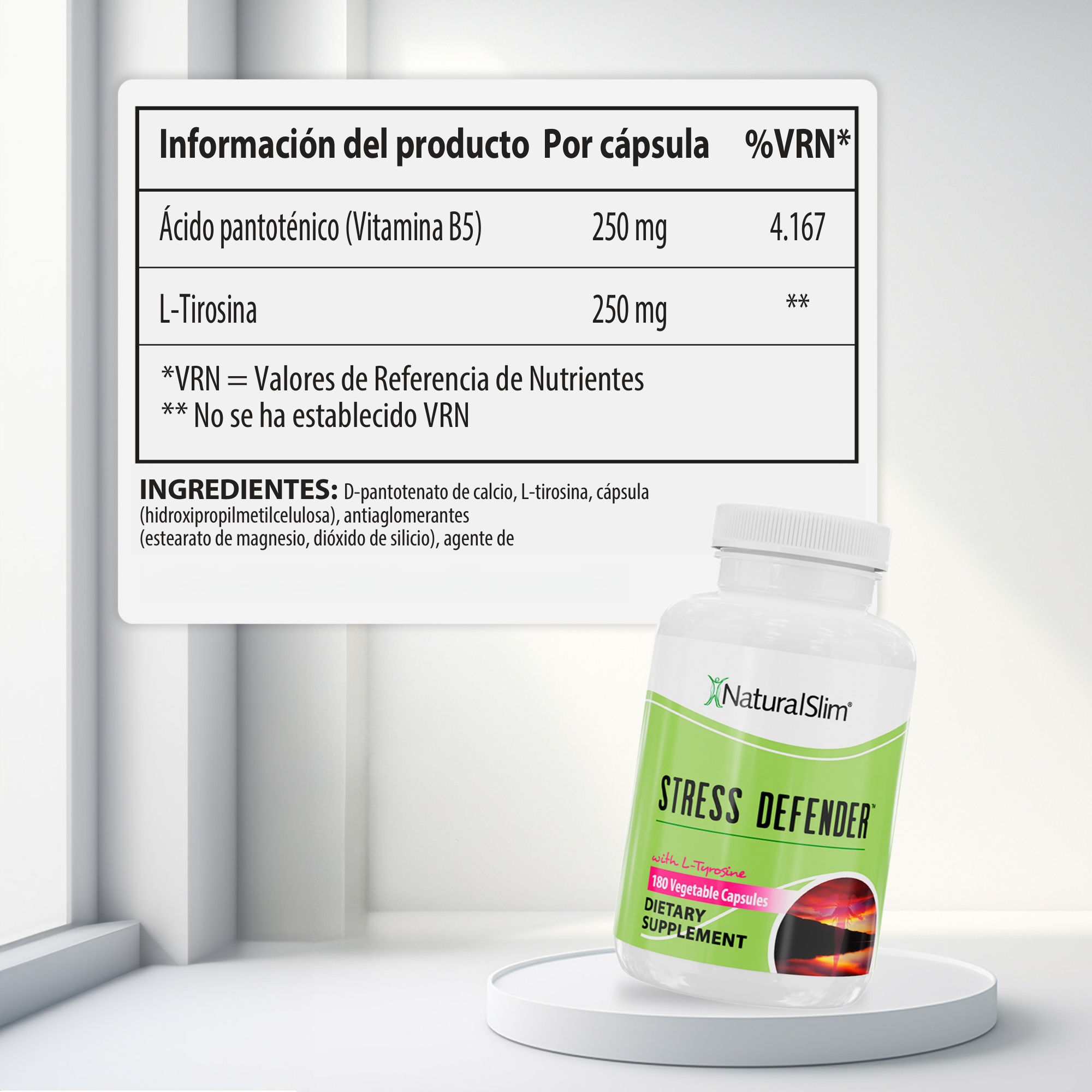 Stress Defender información nutricional