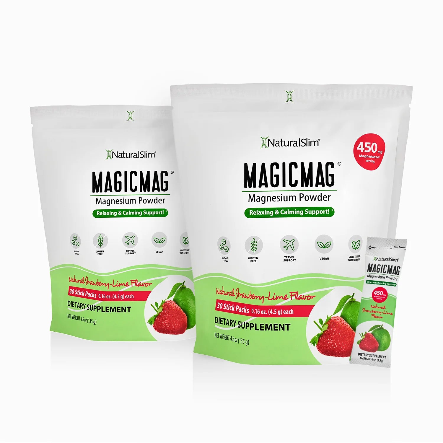 MAGICMAG® Stick Packs | Travel | Strawberry-Lime | Magnesium Citrate Supplement